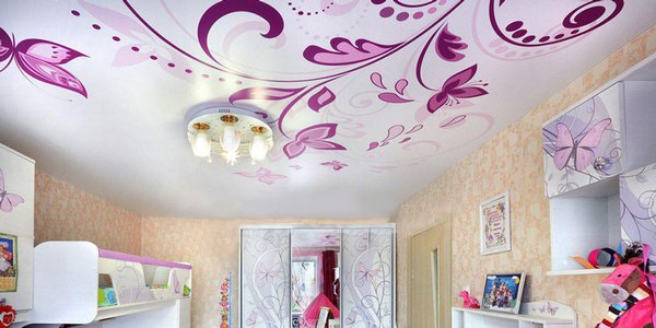 Натяжной потолок в детской с фотопечатью Натяжной потолок в детской с фотопечатью