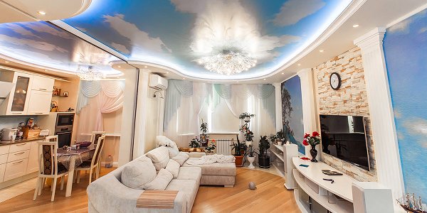 Натяжной потолок с рисунком Натяжной потолок с рисунком